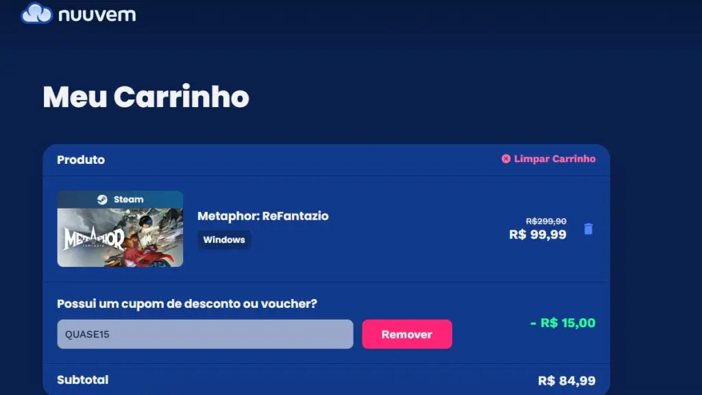 Página de Metaphor: ReFantazio na Nuuvem
