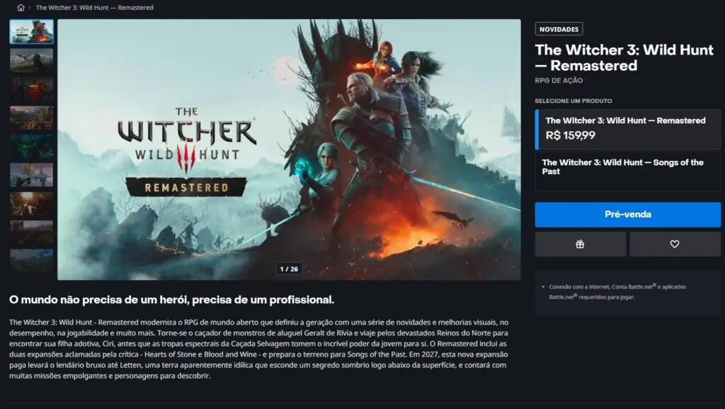 The Witcher 3 no Battle Net