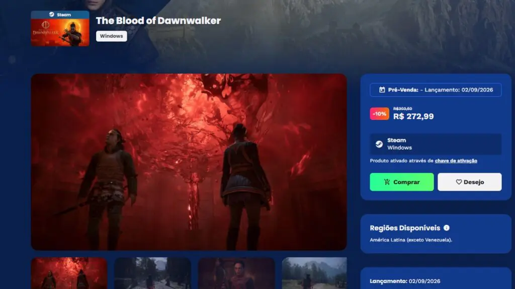 Página de The Blood of Dawnwalker na Nuuvem