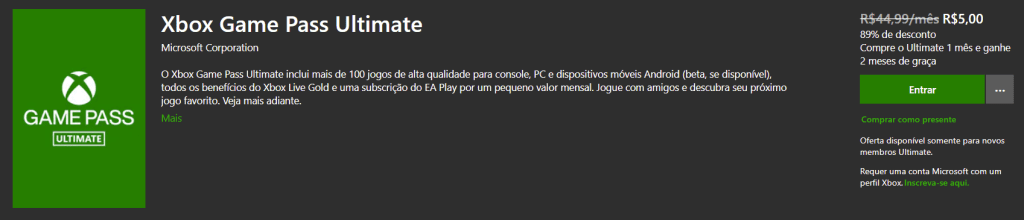 4 Meses Game Pass Ultimate E 3 Meses Game Pass PC Por R$5,00 