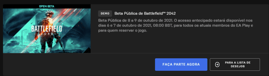 Battlefield 2042 terá acesso antecipado ao beta aberto