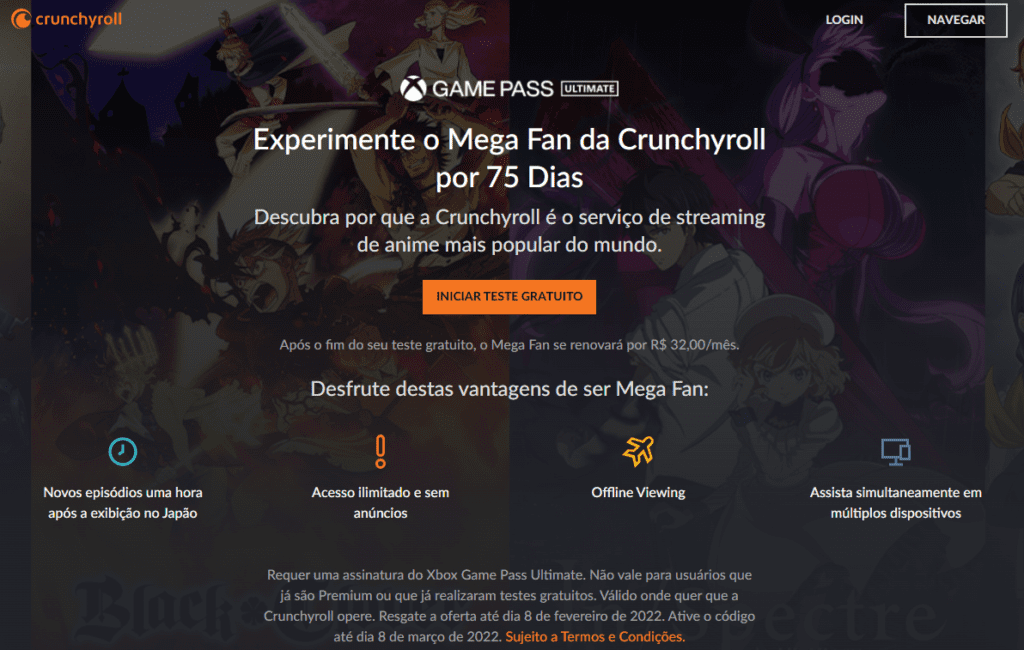 Resgate agora! Game Pass Ultimate oferece 75 dias de Crunchyroll Premium 