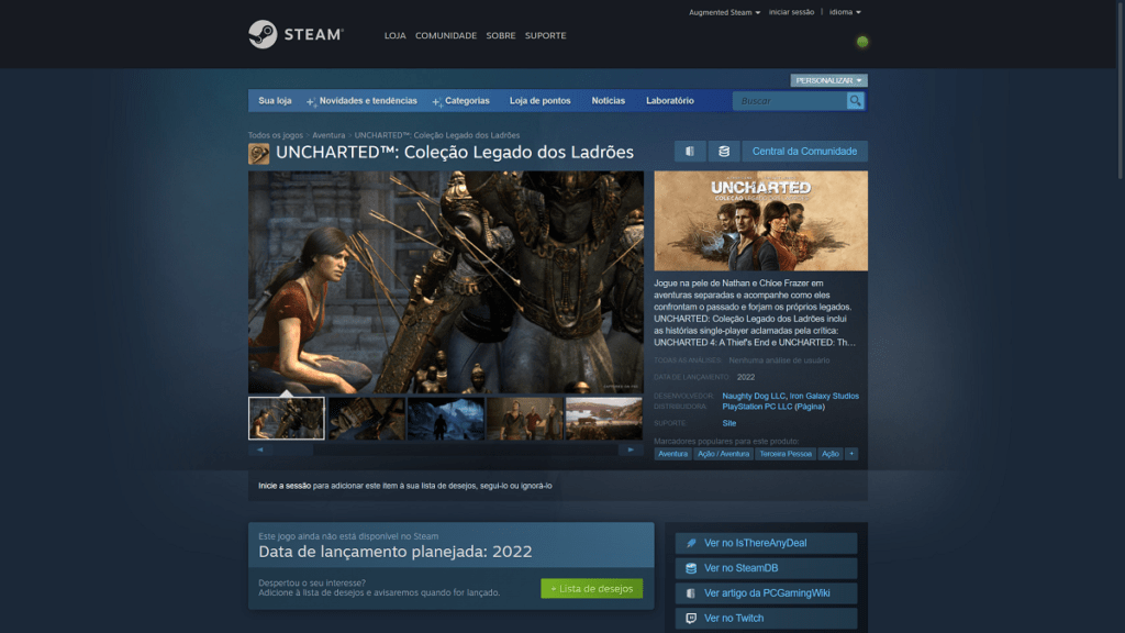 UNCHARTED: Coleção Legado dos Ladrões ganha página na Steam e Epic