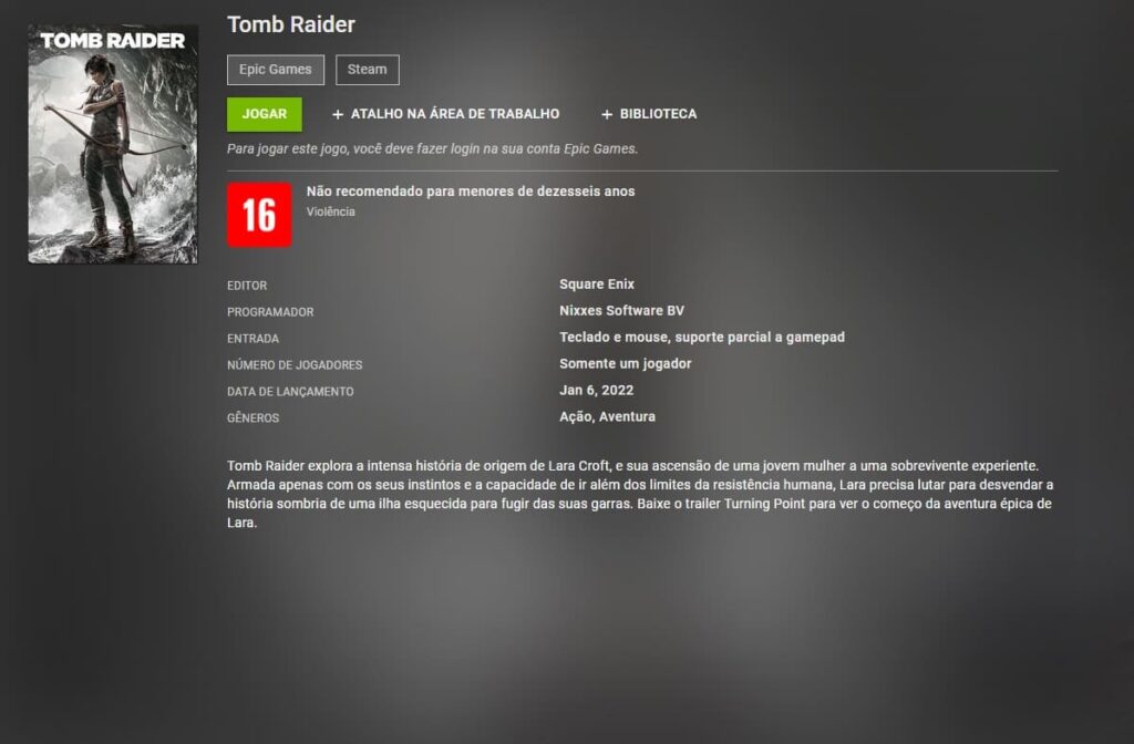 Tomb Raider 2013 Geforce Now
