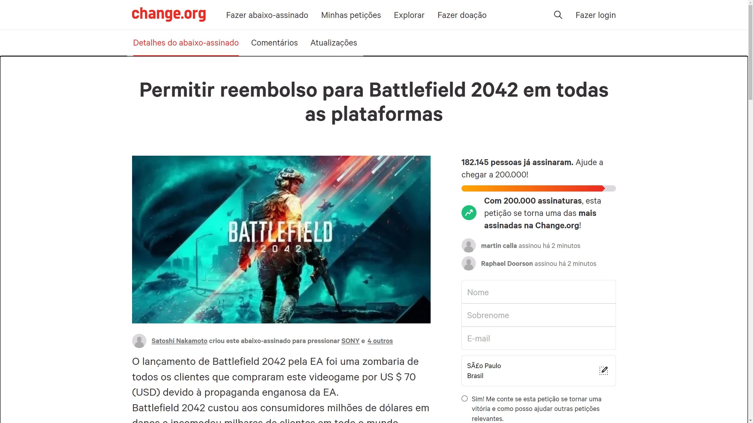 Jogadores criam Abaixo-assinado pedindo reembolso de Battlefield