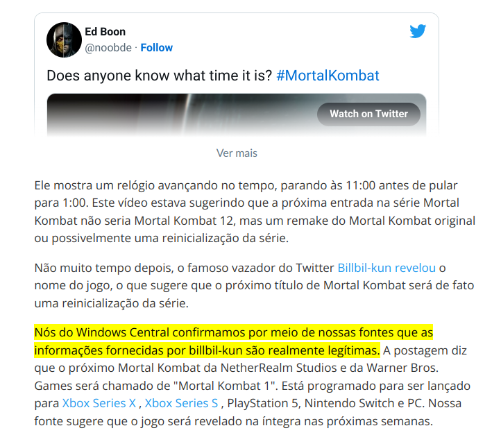 Mortal Kombat 1  Requisitos para PC são revelados