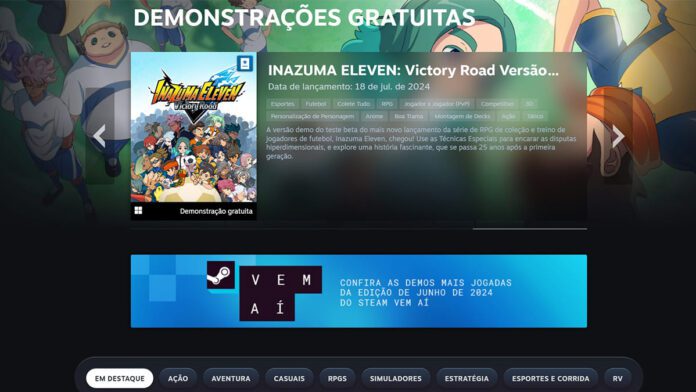 Demonstrações gratuitas do Steam