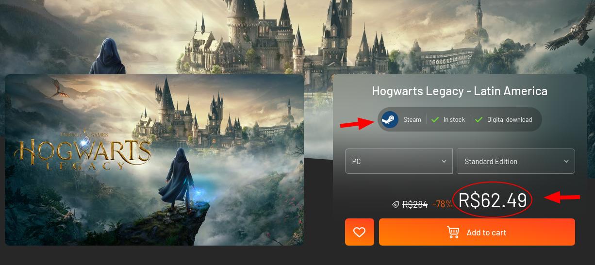 Hogwarts Legacy com desconto exclusivo e ativação na sua conta Steam!