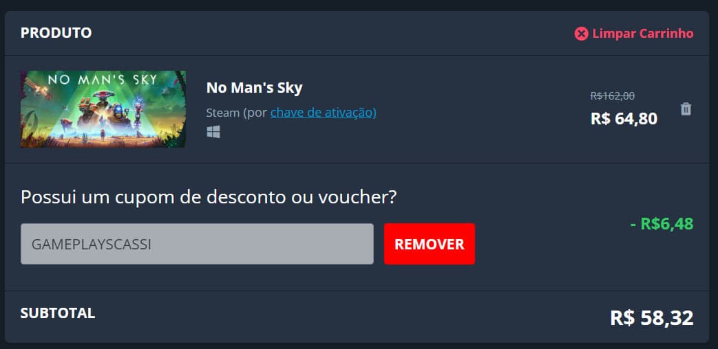 No Mans Sky em promoção por R$ 58,32 no PC com ativação Steam