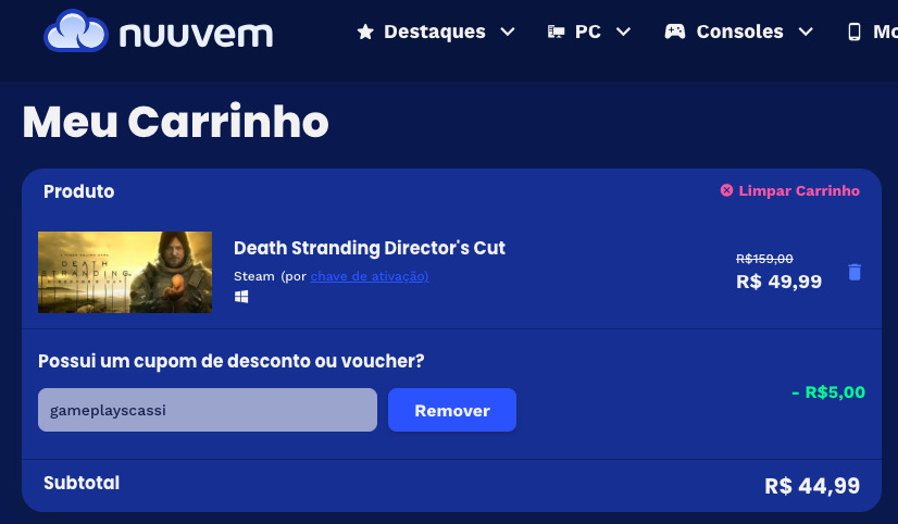 Página de Death Stranding Director's Cut na Nuuvem