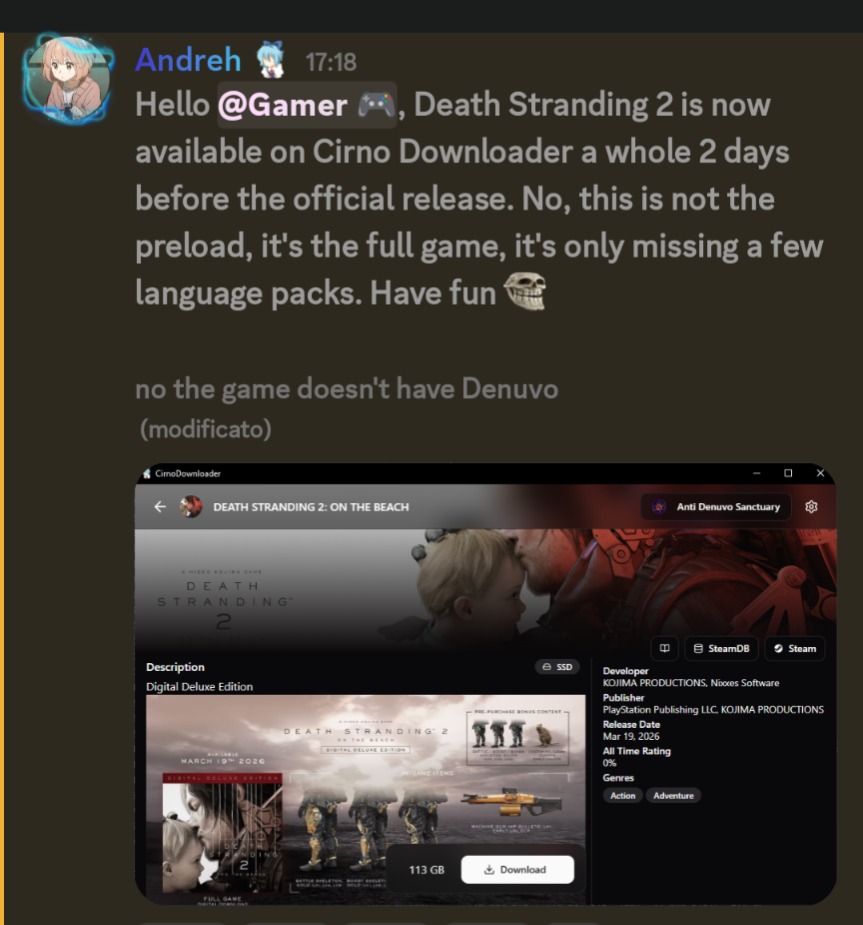 A versão para PC de Death Stranding 2: On The Beach vazou online apenas dois dias antes do lançamento oficial.