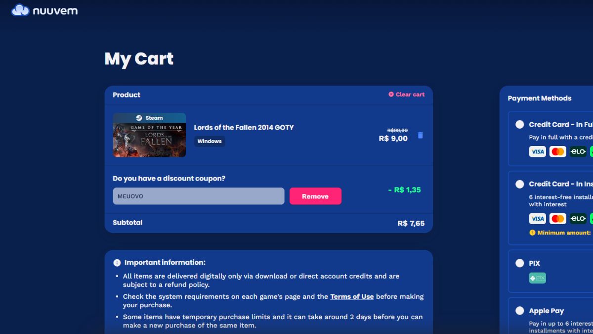 Página de Lords of the Fallen 2014 GOTY na Nuuvem