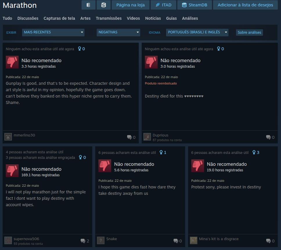 Marathon - review bombing - Steam