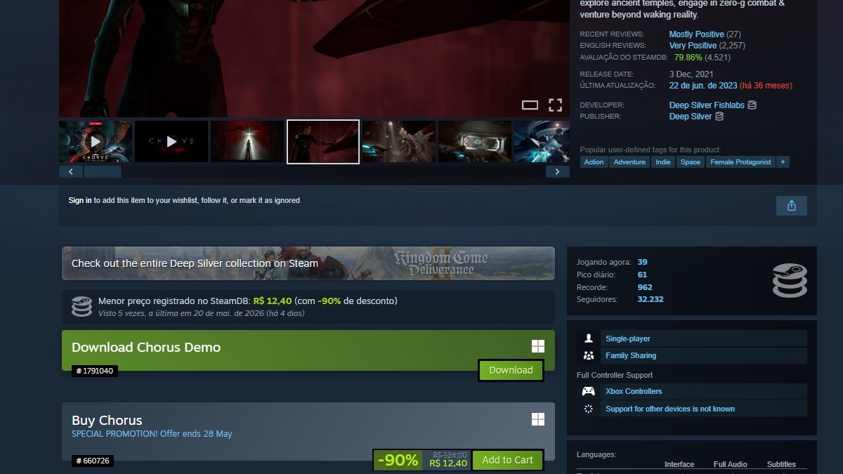 Página de Chorus no Steam
