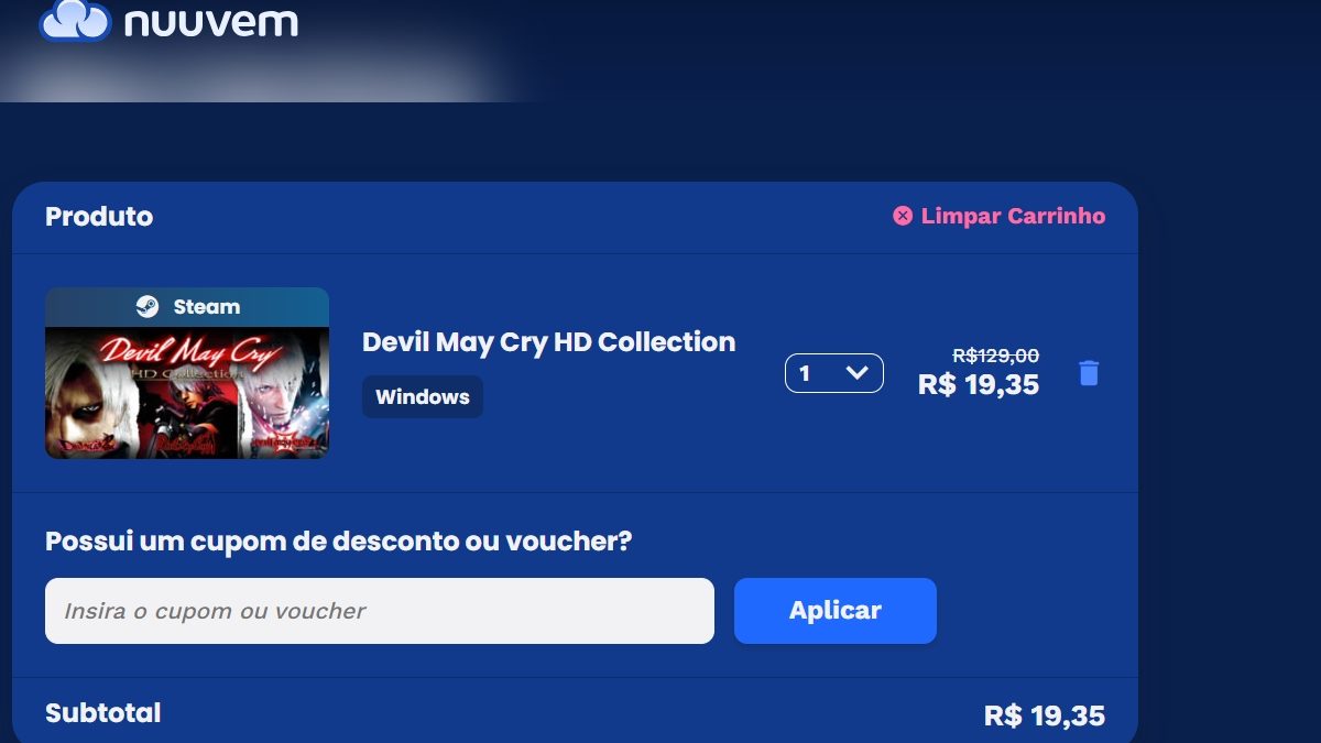 Página de Devil May Cry HD Collection na Nuuvem