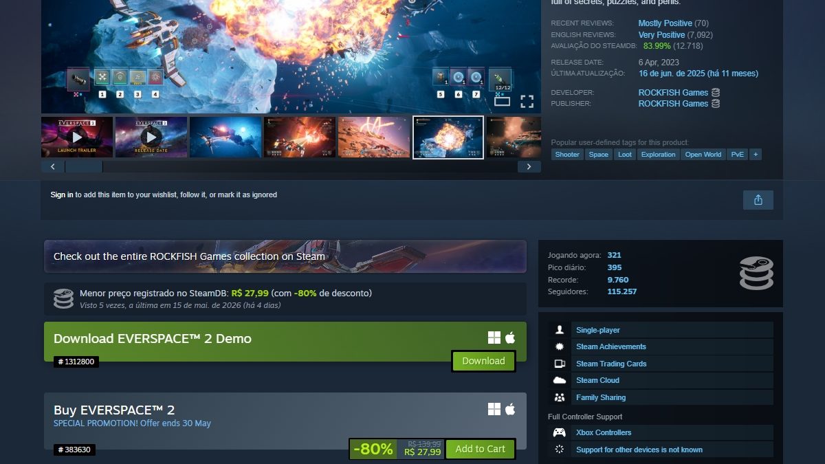 Página de EVERSPACE 2 no Steam