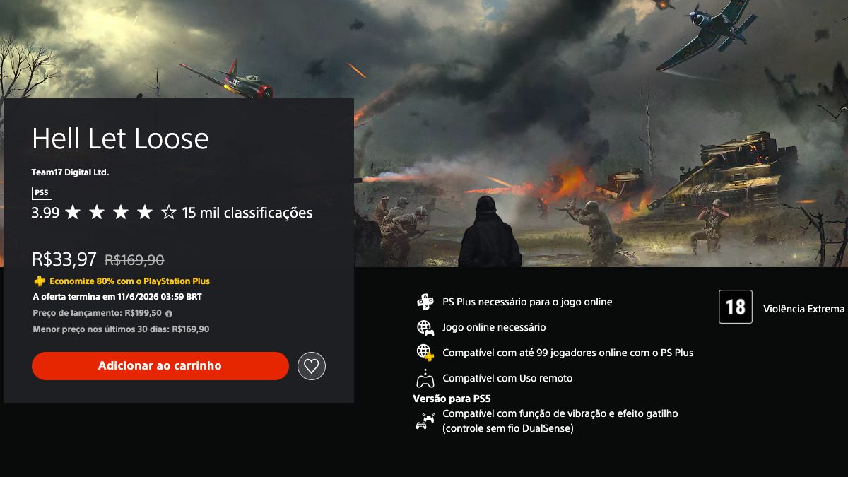 Página de Hell Let Loose na PS Store