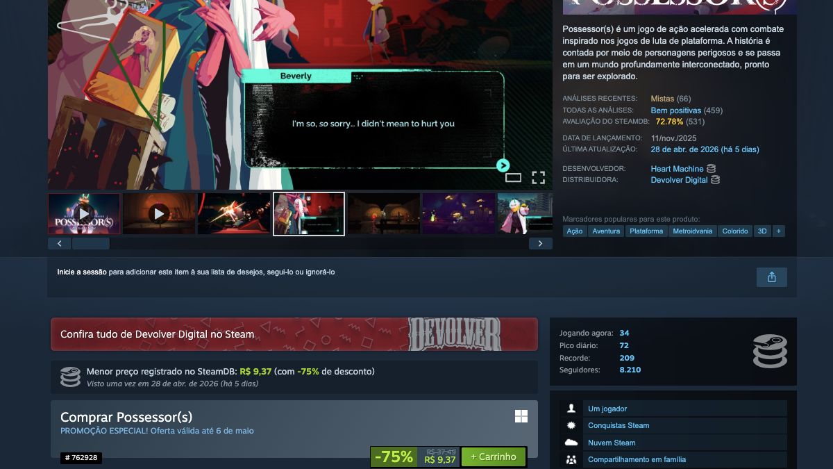 Página de Possessor(s) no Steam