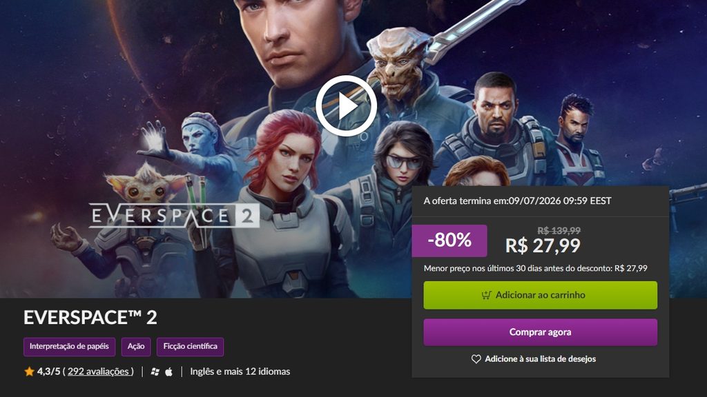 Página de EVERSPACE 2 na GOG