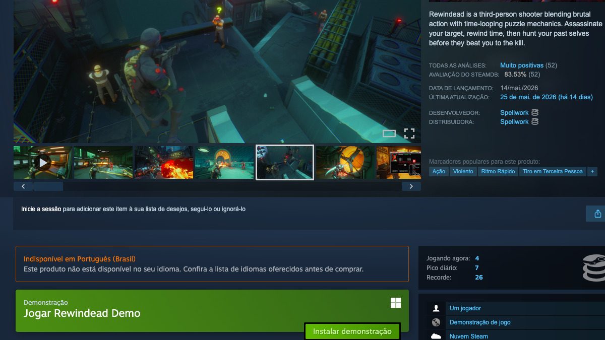 Página de Rewindead no Steam