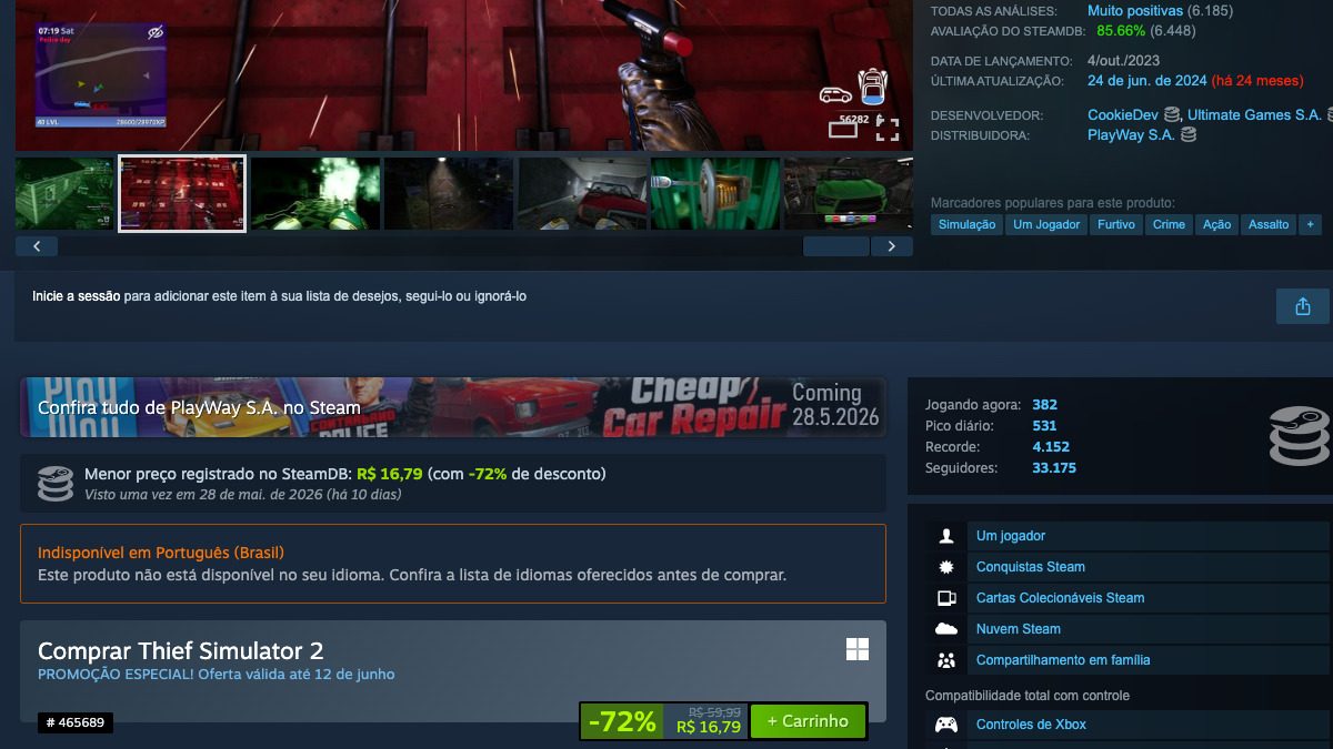 Página de Thief Simulator 2 no Steam
