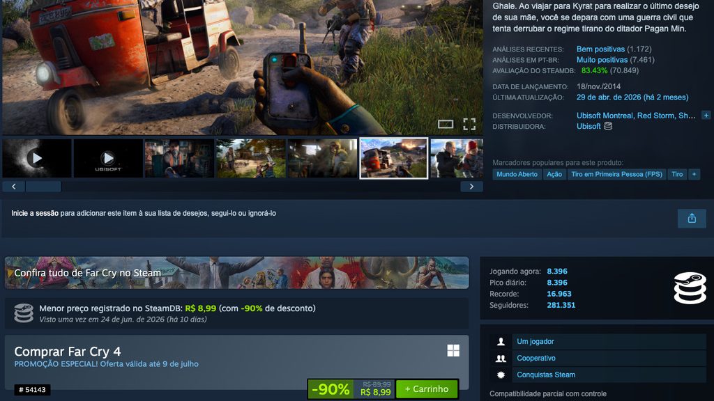 Página de Far Cry 4 no Steam
