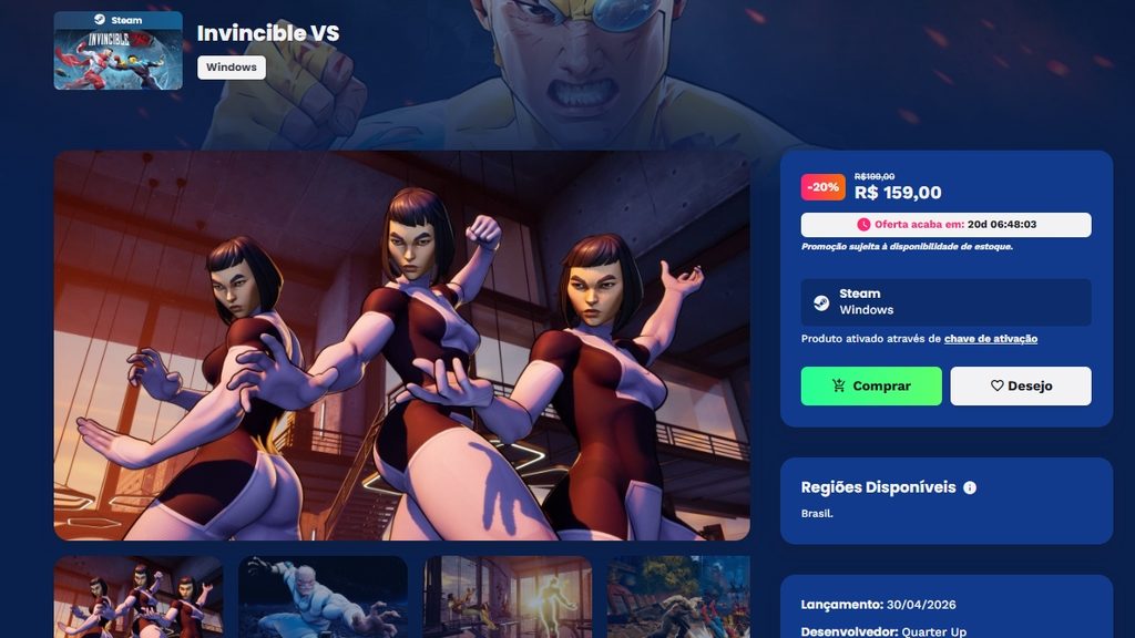 Página de Invincible VS na Nuuvem