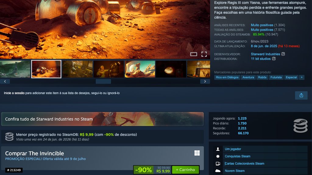 Página de The Invincible no Steam